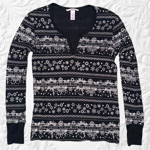 Victoria's Secret Thermal Knit Winter Holiday Pajama Top Sz Small